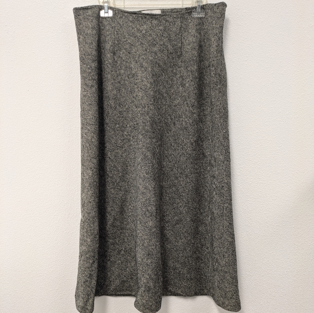 Vintage Chadwick's Black/White Wool Blend Midi Skirt sz 14W Teacher Officewear
